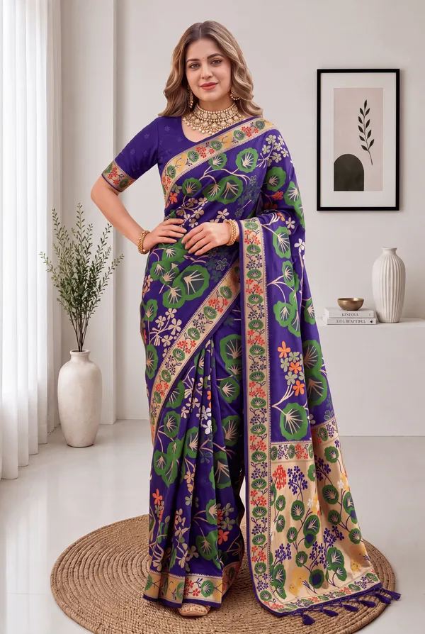 Premium_Soft_Silk_sarees_with_Beautiful_Pallu_Weaving_Zari_With_Attractive_Flower_Design_And_Weaving_Design_Blouse_With_Tassels