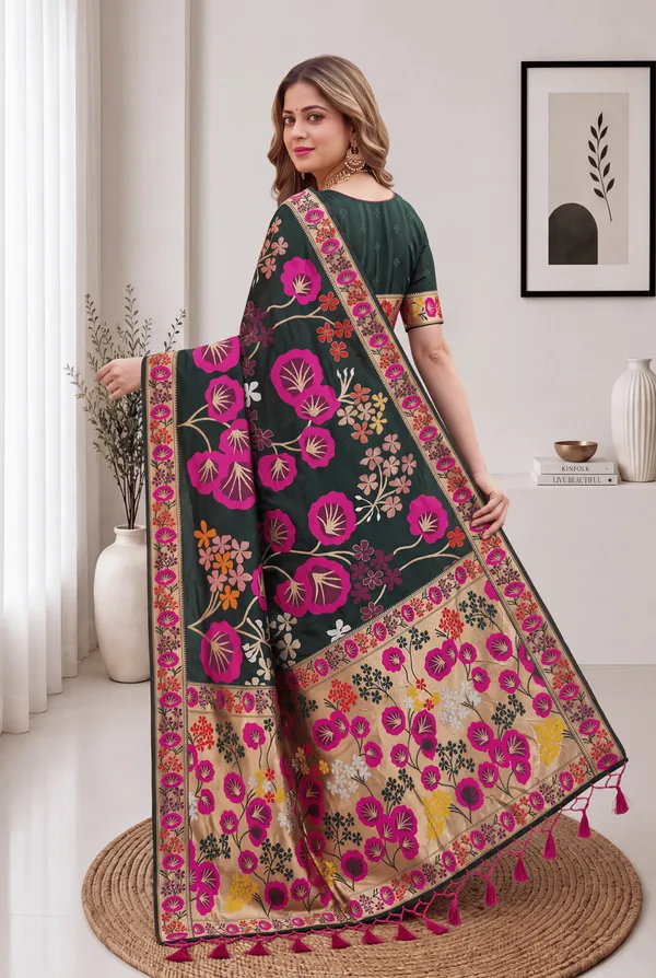 Premium_Soft_Silk_sarees_with_Beautiful_Pallu_Weaving_Zari_With_Attractive_Flower_Design_And_Weaving_Design_Blouse_With_Tassels