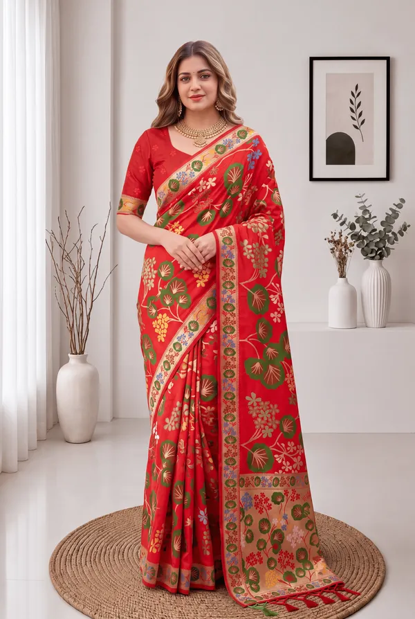 Premium_Soft_Silk_sarees_with_Beautiful_Pallu_Weaving_Zari_With_Attractive_Flower_Design_And_Weaving_Design_Blouse_With_Tassels