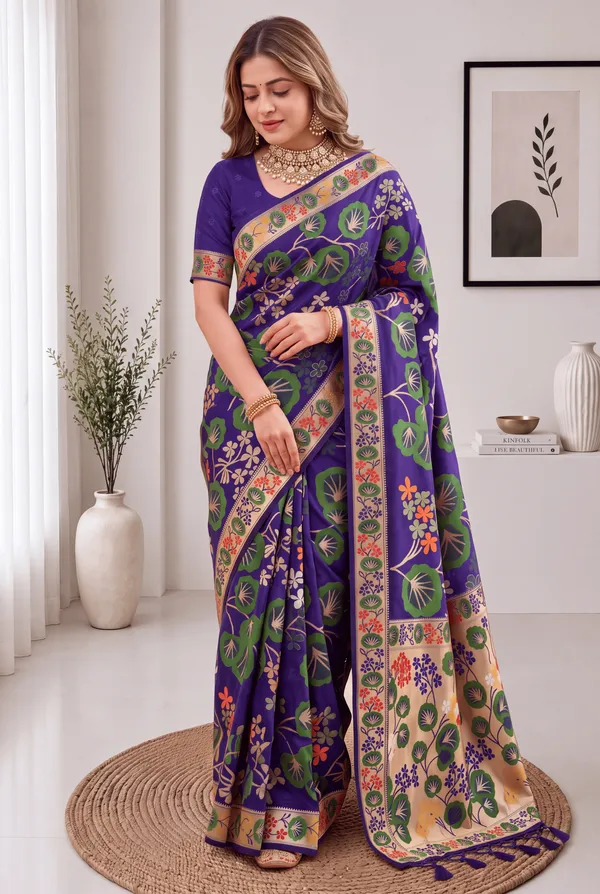Premium_Soft_Silk_sarees_with_Beautiful_Pallu_Weaving_Zari_With_Attractive_Flower_Design_And_Weaving_Design_Blouse_With_Tassels