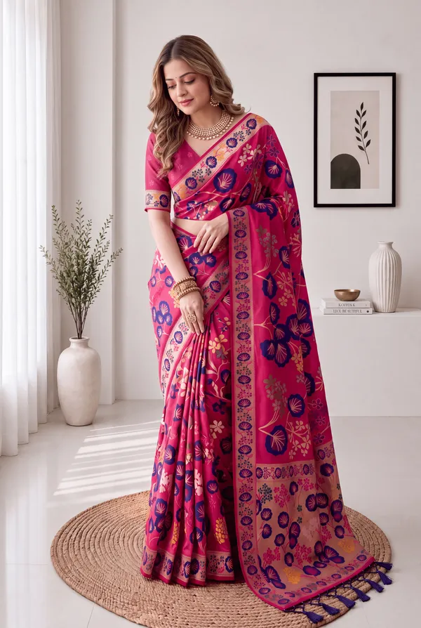 Premium_Soft_Silk_sarees_with_Beautiful_Pallu_Weaving_Zari_With_Attractive_Flower_Design_And_Weaving_Design_Blouse_With_Tassels