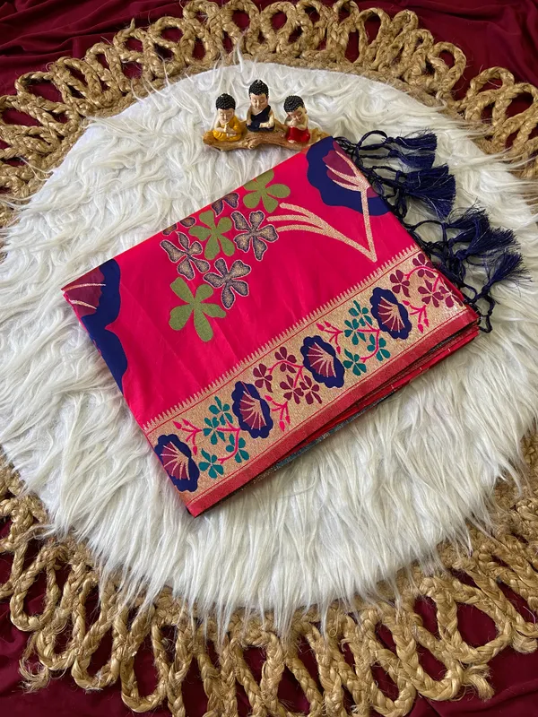 Premium_Soft_Silk_sarees_with_Beautiful_Pallu_Weaving_Zari_With_Attractive_Flower_Design_And_Weaving_Design_Blouse_With_Tassels