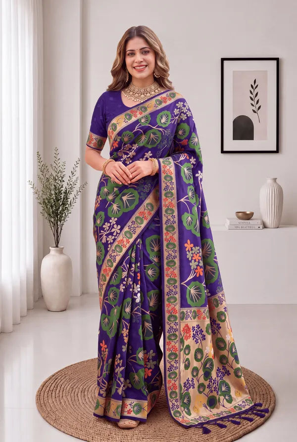 Premium_Soft_Silk_sarees_with_Beautiful_Pallu_Weaving_Zari_With_Attractive_Flower_Design_And_Weaving_Design_Blouse_With_Tassels