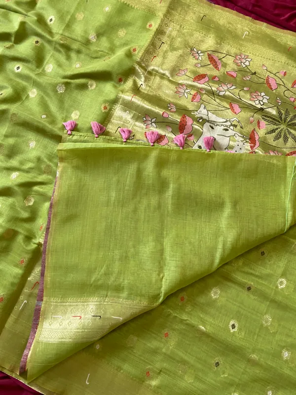 Pallavi_Green_–_Cow_Pallu_Wedding_Special_|_Premium_Soft_Muga_Cotton_Paithani_Saree_with_Colourful_3D_Woven_Cow_Design_Pallu