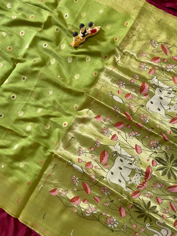 Pallavi_Green_–_Cow_Pallu_Wedding_Special_|_Premium_Soft_Muga_Cotton_Paithani_Saree_with_Colourful_3D_Woven_Cow_Design_Pallu