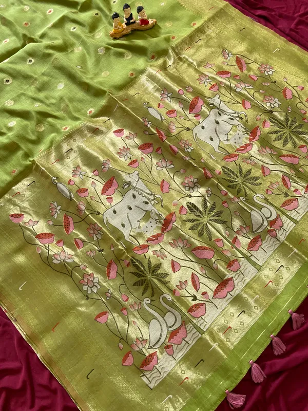 Pallavi_Green_–_Cow_Pallu_Wedding_Special_|_Premium_Soft_Muga_Cotton_Paithani_Saree_with_Colourful_3D_Woven_Cow_Design_Pallu