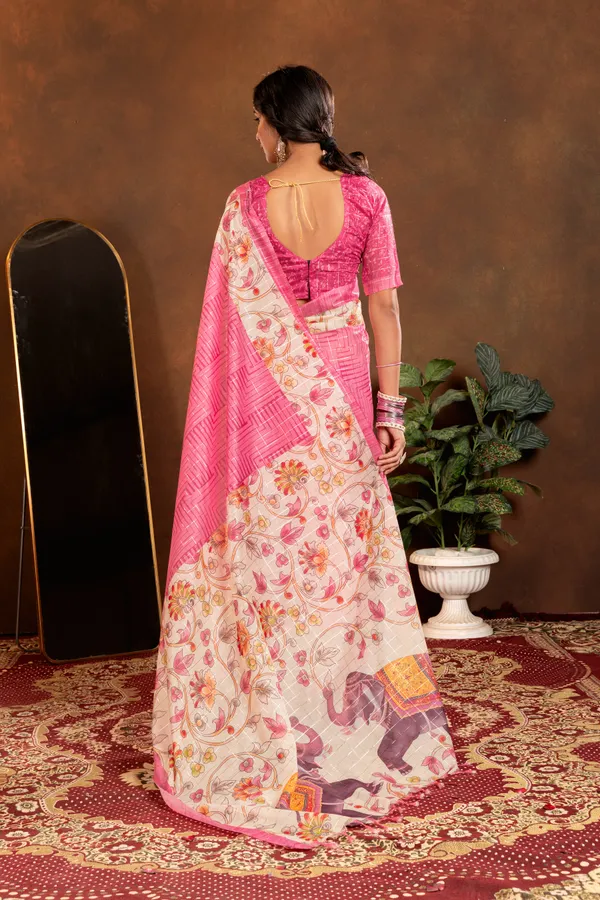 Chandrika_Pink_–_Moonlit_Navratri_Special_|_Soft_Semi_Tussar_Silk_Saree_with_Digital_Print,_Border_&_Contrast_Print_Blouse_with_Tassels