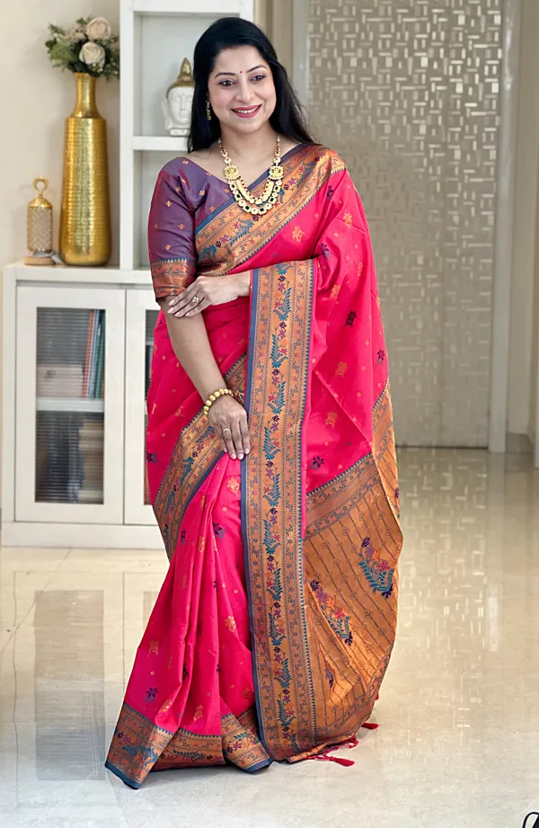 Kritika_Pink_–_Starlit_Wedding_Special_|_Premium_Soft_Paithani_Silk_Saree_with_Weaving_Pattern,_Rich_Pallu_&_Border_&_Weaving_Blouse_with_Tassels