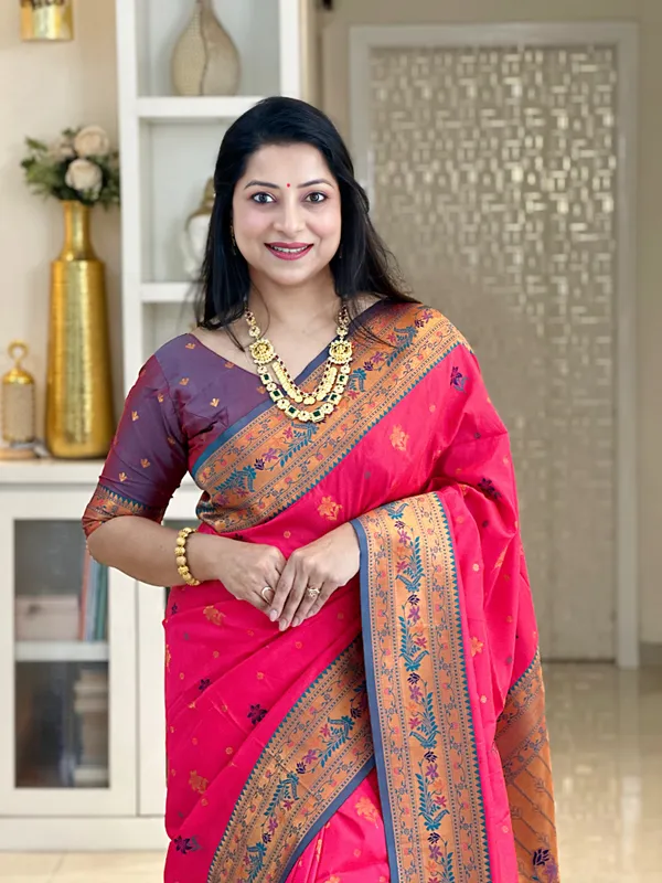 Kritika_Pink_–_Starlit_Wedding_Special_|_Premium_Soft_Paithani_Silk_Saree_with_Weaving_Pattern,_Rich_Pallu_&_Border_&_Weaving_Blouse_with_Tassels