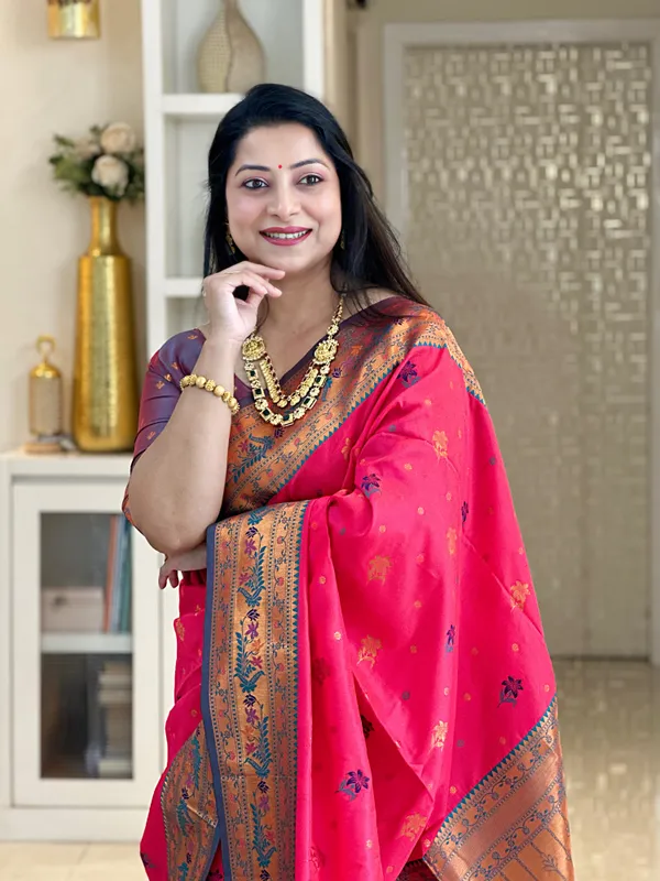 Kritika_Pink_–_Starlit_Wedding_Special_|_Premium_Soft_Paithani_Silk_Saree_with_Weaving_Pattern,_Rich_Pallu_&_Border_&_Weaving_Blouse_with_Tassels
