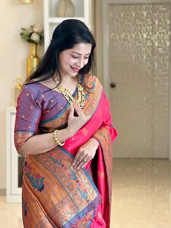 Kritika_Pink_–_Starlit_Wedding_Special_|_Premium_Soft_Paithani_Silk_Saree_with_Weaving_Pattern,_Rich_Pallu_&_Border_&_Weaving_Blouse_with_Tassels