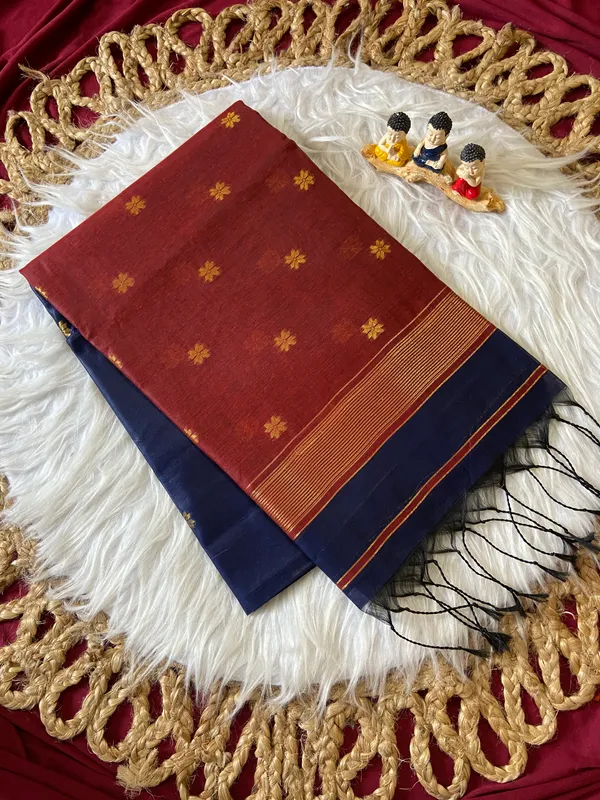 Jasleen_Red_&_Blue_–_Wedding_Special_|_Original_Maheswari_Cotton_Silk_Saree_with_Kanchipuram_Rich_Gold-Toned_Woven_Butti_Zari_Work,_Zari_Border