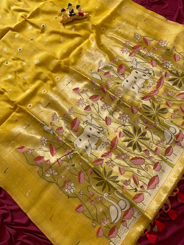 Pallavi_Yellow_–_Cow_Pallu_Wedding_Special_|_Premium_Soft_Muga_Cotton_Paithani_Saree_with_Colourful_3D_Woven_Cow_Design_Pallu