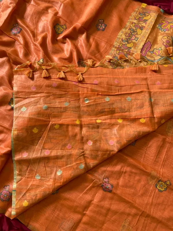 Swan_Orange_–_Swan_Motif_Wedding_Special_|_Premium_Soft_Muga_Cotton_Paithani_Saree_with_Weaving_Design_Featuring_Jungle_Theme_&_Swan_Motifs_Pallu