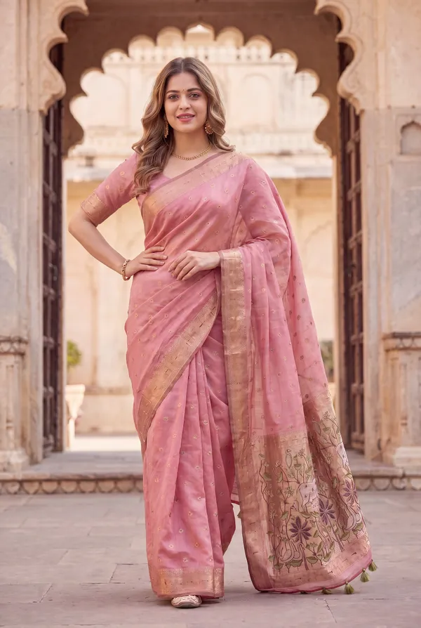 Pallavi_Pink_–_Cow_Pallu_Wedding_Special_|_Premium_Soft_Muga_Cotton_Paithani_Saree_with_Colourful_3D_Woven_Cow_Design_Pallu