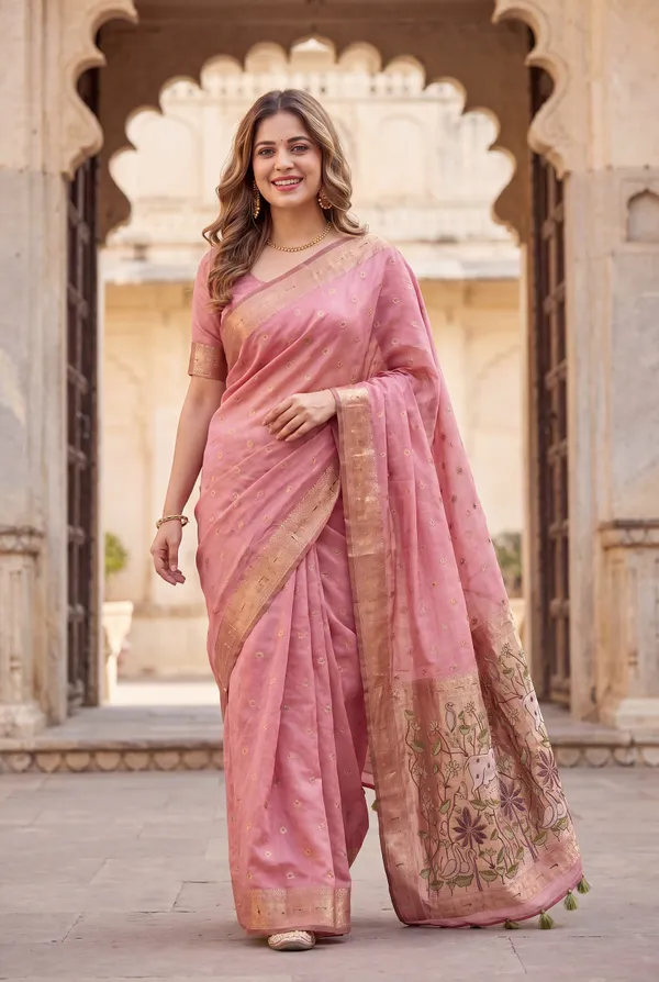 Pallavi_Pink_–_Cow_Pallu_Wedding_Special_|_Premium_Soft_Muga_Cotton_Paithani_Saree_with_Colourful_3D_Woven_Cow_Design_Pallu