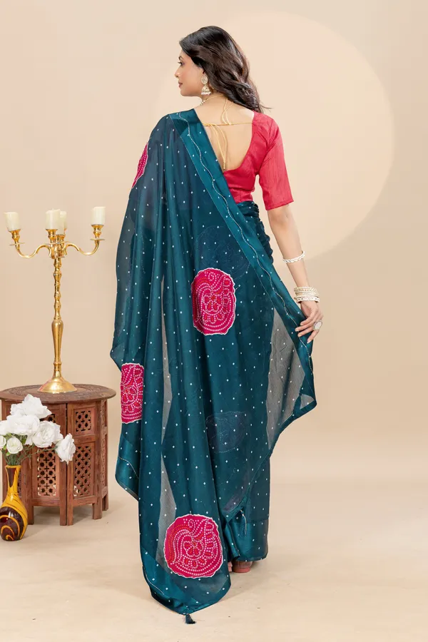 Soft_Chinon_Silk_sarees_with_Beautiful_Bandhani_Print_With_Attractive_Handwork_And_Mono_Fabric_Blouse_With_Tassels_in_new_styles_n_new_look