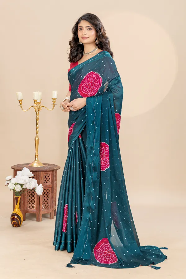 Soft_Chinon_Silk_sarees_with_Beautiful_Bandhani_Print_With_Attractive_Handwork_And_Mono_Fabric_Blouse_With_Tassels_in_new_styles_n_new_look