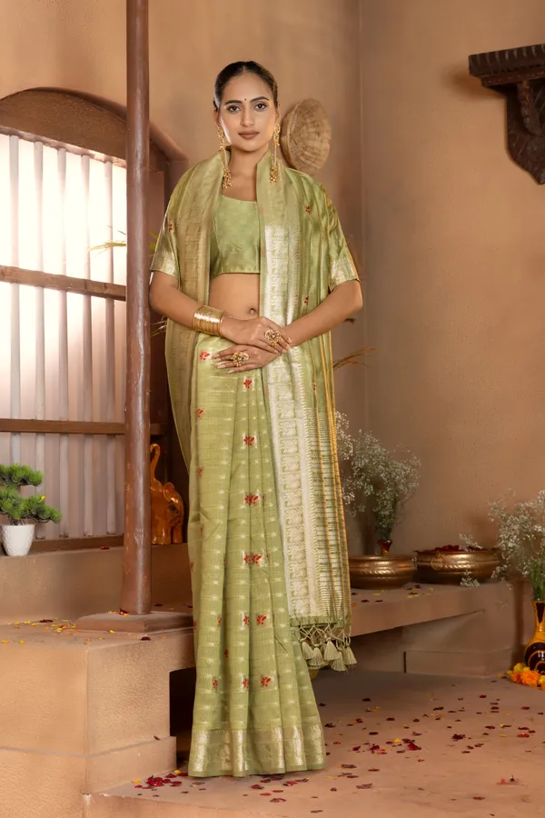Dhanya_Mehendi_Green_–_Blessed_Wedding_Special_|_Premium_Soft_Khadi_Linen_Saree_with_Design_Weaving_Pallu,_Traditional_Zari_Weaving_Border