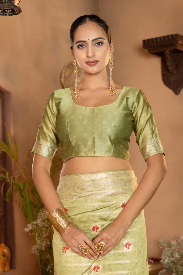 Dhanya_Mehendi_Green_–_Blessed_Wedding_Special_|_Premium_Soft_Khadi_Linen_Saree_with_Design_Weaving_Pallu,_Traditional_Zari_Weaving_Border