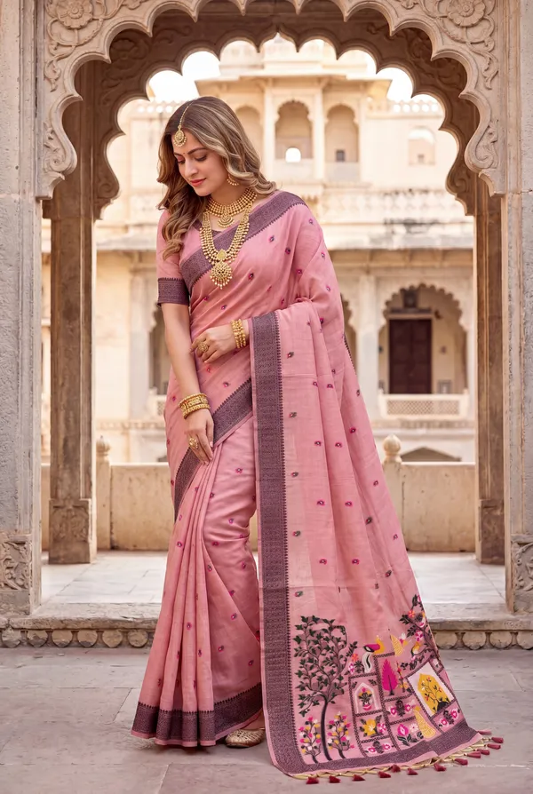 Yashira_Pink_–_Peacock_Pallu_Wedding_Special_|_Premium_Soft_Jamdani_Cotton_Saree_with_Colourful_3D_Woven_Peacock_Design_Pallu