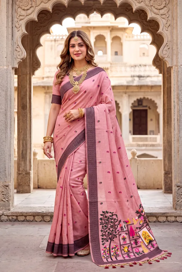 Yashira_Pink_–_Peacock_Pallu_Wedding_Special_|_Premium_Soft_Jamdani_Cotton_Saree_with_Colourful_3D_Woven_Peacock_Design_Pallu