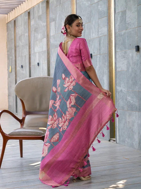 Mohini_Pink_&_Grey_–_Enchanting_Aesthetic_Edit_for_You_|_Soft_Tussar_Silk_Saree_with_Digital_Print,_Checks_Design_Saree_&_Digital_Print_Blouse