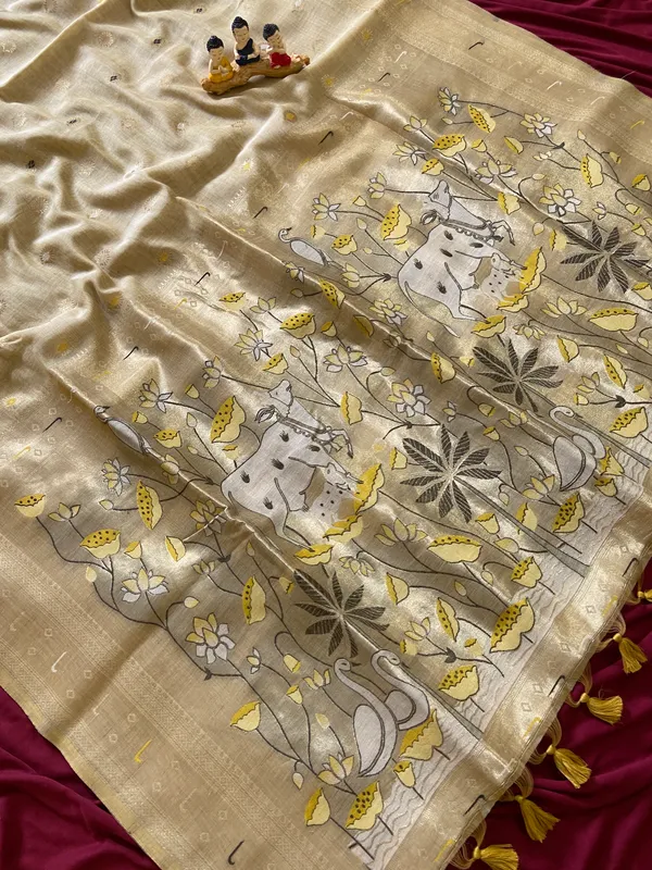 Pallavi_Cream_–_Cow_Pallu_Wedding_Special_|_Premium_Soft_Muga_Cotton_Paithani_Saree_with_Colourful_3D_Woven_Cow_Design_Pallu