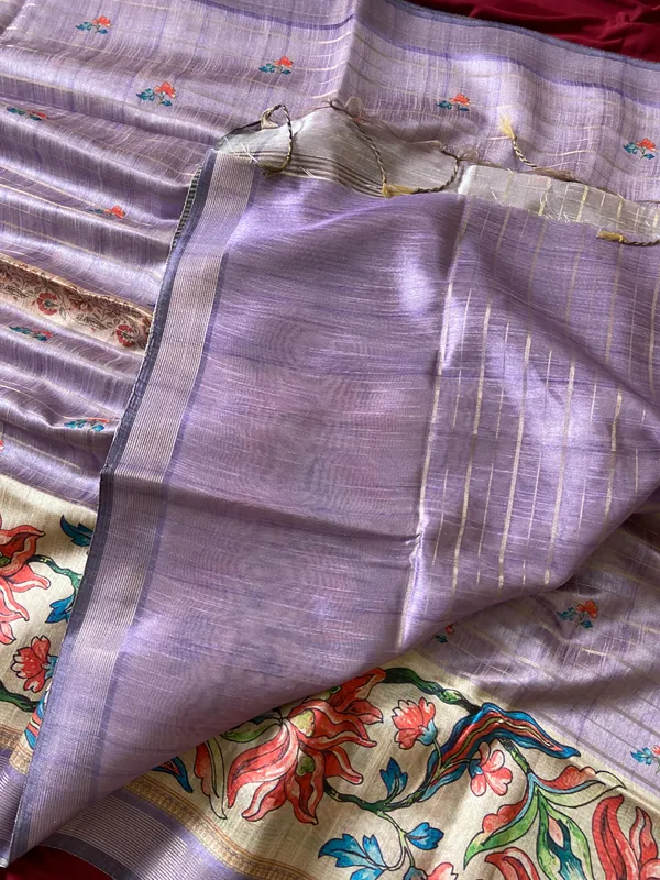 Soft_Semi_Tussar_Silk_sarees_with_Beautiful_Digital_Print_With_Attractive_Border_And_Contrast_Print_Blouse_With_Tassels