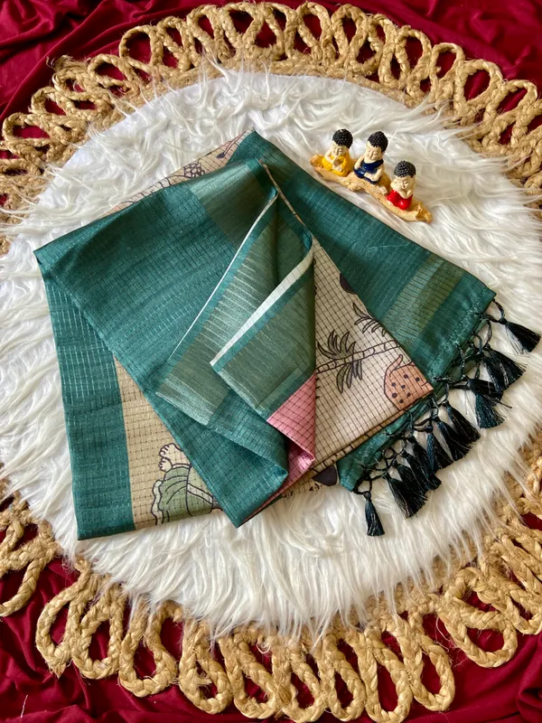 Adriana_Green_–_Checks_Design_Aesthetic_Edit_for_You_|_Soft_Tussar_Silk_Saree_with_Digital_Print,_Checks_Design_Saree_&_Digital_Print_Blouse