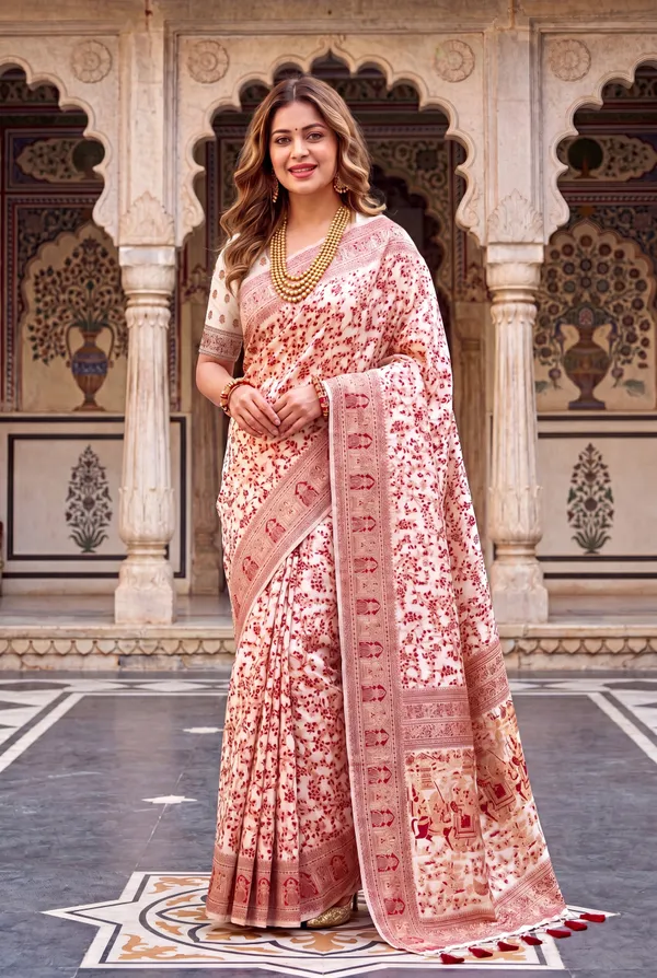Vahnika_Red_–_Fiery_Wedding_Special_|_Soft_Jamdani_Cotton_Silk_Saree_with_Resham_Weaving,_Resham_Woven_Design_Pallu_&_Running_Blouse_with_Tassels