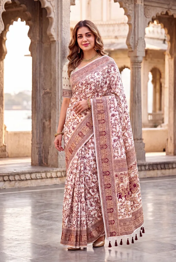Vahnika_Wine_–_Fiery_Wedding_Special_|_Soft_Jamdani_Cotton_Silk_Saree_with_Resham_Weaving,_Resham_Woven_Design_Pallu_&_Running_Blouse_with_Tassels
