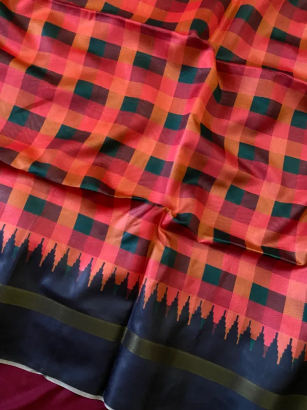 Soft_Tussar_Silk_sarees_with_Beautiful_Digital_Print_With_Attractive_Border_And_Contrast_Print_Blouse_With_Tassels