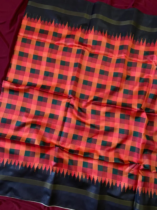Soft_Tussar_Silk_sarees_with_Beautiful_Digital_Print_With_Attractive_Border_And_Contrast_Print_Blouse_With_Tassels