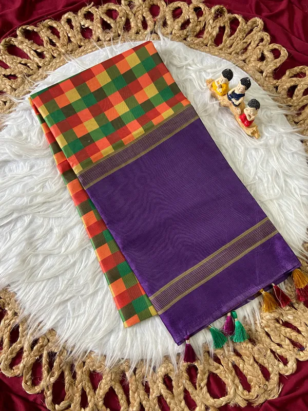 Soft_Tussar_Silk_sarees_with_Beautiful_Digital_Print_With_Attractive_Border_And_Contrast_Print_Blouse_With_Tassels