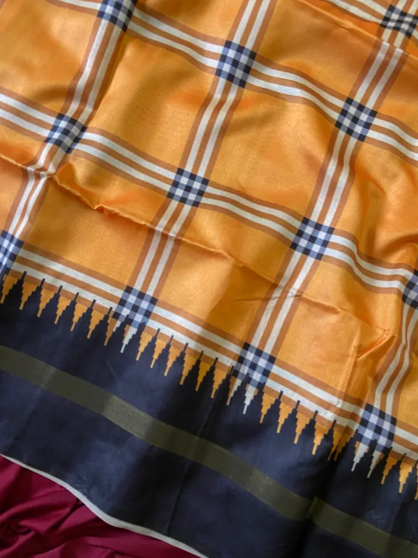 Soft_Tussar_Silk_sarees_with_Beautiful_Digital_Print_With_Attractive_Border_And_Contrast_Print_Blouse_With_Tassels
