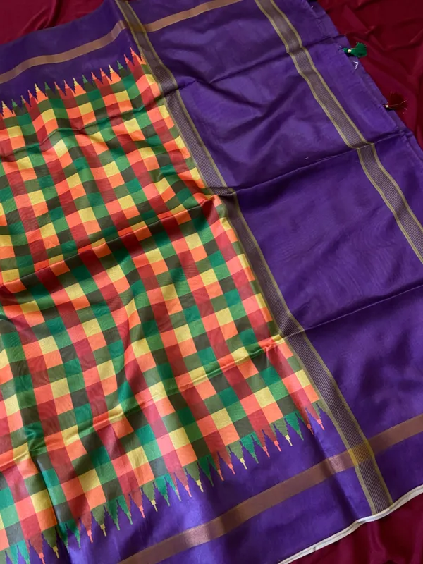 Soft_Tussar_Silk_sarees_with_Beautiful_Digital_Print_With_Attractive_Border_And_Contrast_Print_Blouse_With_Tassels