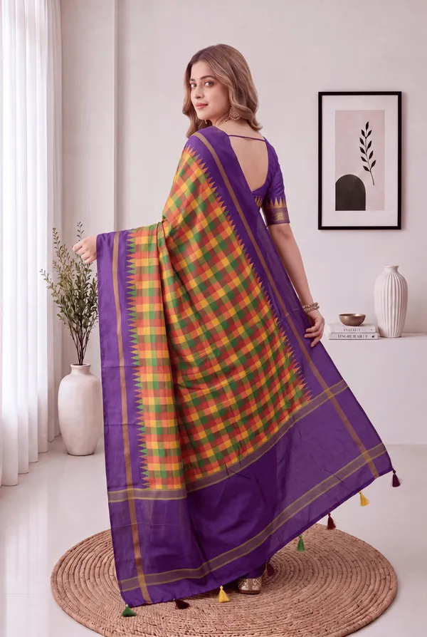 Soft_Tussar_Silk_sarees_with_Beautiful_Digital_Print_With_Attractive_Border_And_Contrast_Print_Blouse_With_Tassels