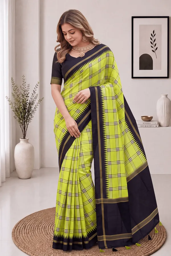 Soft_Tussar_Silk_sarees_with_Beautiful_Digital_Print_With_Attractive_Border_And_Contrast_Print_Blouse_With_Tassels