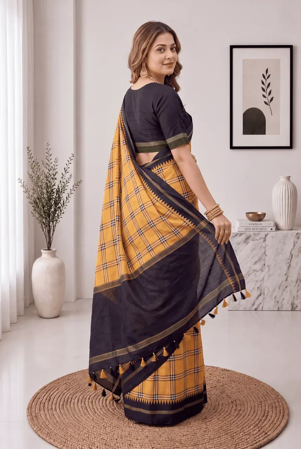 Soft_Tussar_Silk_sarees_with_Beautiful_Digital_Print_With_Attractive_Border_And_Contrast_Print_Blouse_With_Tassels