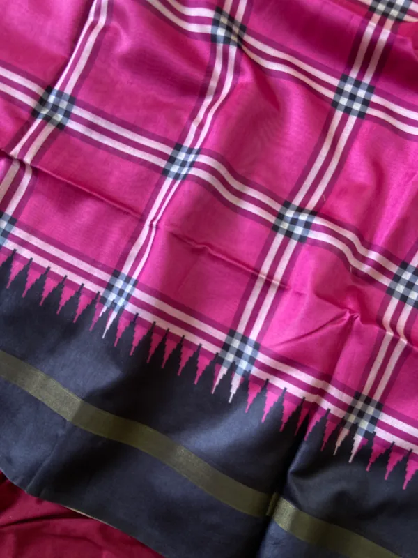 Soft_Tussar_Silk_sarees_with_Beautiful_Digital_Print_With_Attractive_Border_And_Contrast_Print_Blouse_With_Tassels