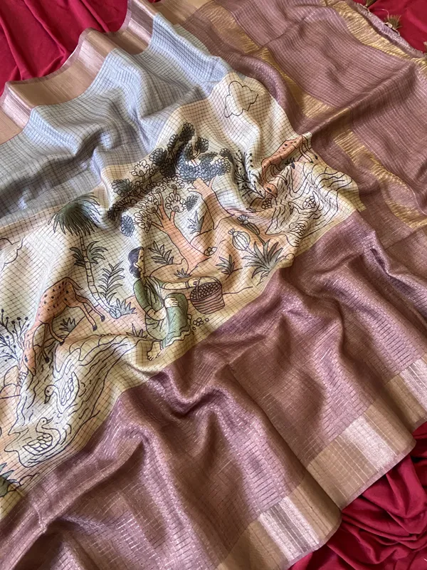 Adriana_Brown_–_Checks_Design_Aesthetic_Edit_for_You_|_Soft_Tussar_Silk_Saree_with_Digital_Print,_Checks_Design_Saree_&_Digital_Print_Blouse