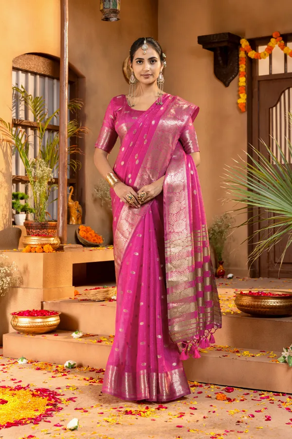 Gungun_Pink_–_Melodic_Wedding_Special_|_Premium_Soft_Khadi_Shimmer_Saree_with_Butti_Design_Weaving_Pallu,_Traditional_Zari_Weaving_Border