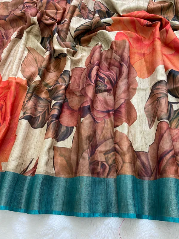 Soft_Tussar_Silk_sarees_with_Beautiful_Digital_Print_With_Attractive_Slub_Pattern_And_Digital_Print_Blouse_With_Tassels