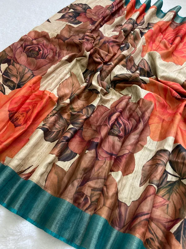 Soft_Tussar_Silk_sarees_with_Beautiful_Digital_Print_With_Attractive_Slub_Pattern_And_Digital_Print_Blouse_With_Tassels