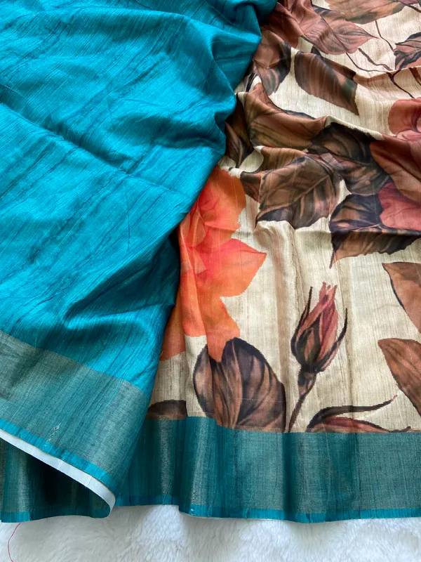 Soft_Tussar_Silk_sarees_with_Beautiful_Digital_Print_With_Attractive_Slub_Pattern_And_Digital_Print_Blouse_With_Tassels
