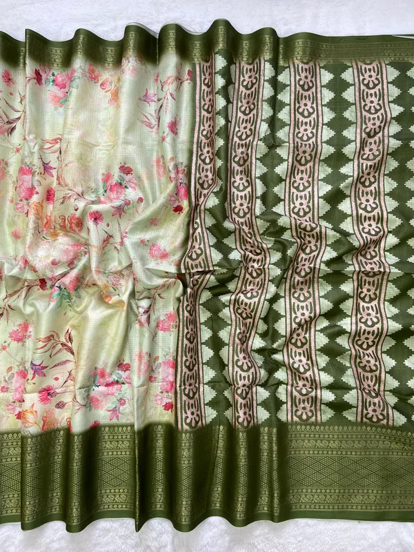 Pahal_Green_–_Aesthetic_Edit_for_You_|_Soft_Kota_Saree_with_Print,_Pallu_&_Contrast_Print_Blouse_with_Tassels