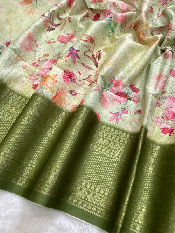 Pahal_Green_–_Aesthetic_Edit_for_You_|_Soft_Kota_Saree_with_Print,_Pallu_&_Contrast_Print_Blouse_with_Tassels