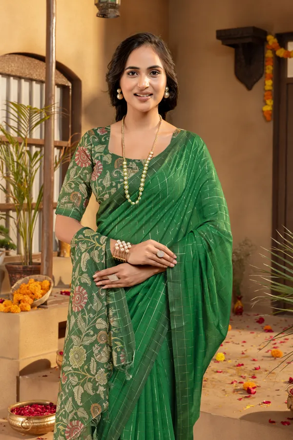 Akira_Green_–_Bright_Navratri_Special_|_Soft_Semi_Tussar_Silk_Saree_with_Digital_Print,_Border_&_Contrast_Print_Blouse_with_Tassels