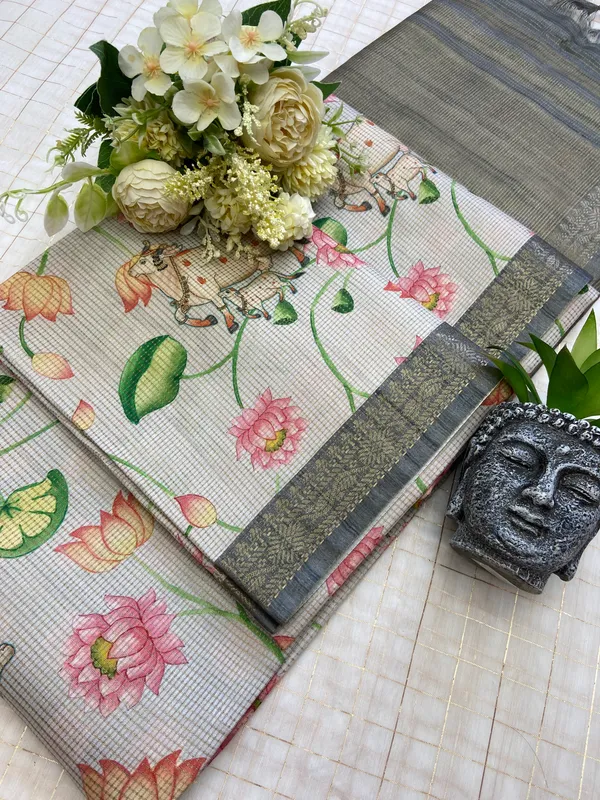 Shanaya_Grey_–_Checks_Design_Aesthetic_Edit_for_You_|_Soft_Tussar_Silk_Saree_with_Digital_Print,_Checks_Design_Saree_&_Digital_Print_Blouse